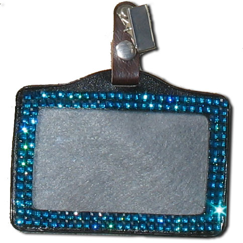 Teal - Blue Zircon Rhinestone Badge Holder