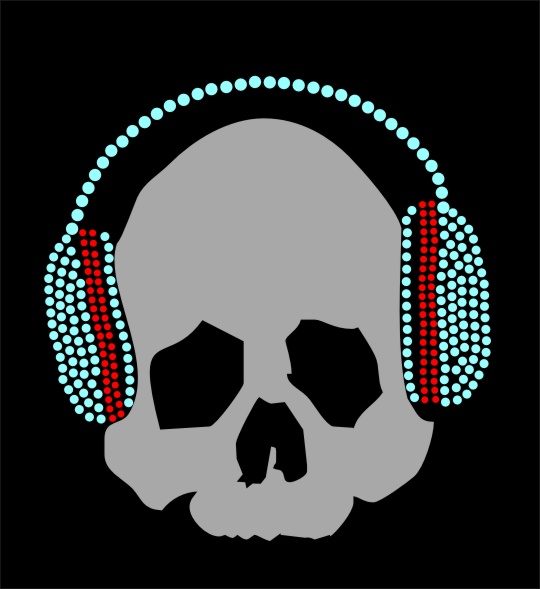 CC-014 Skull with Headphones - Click Image to Close