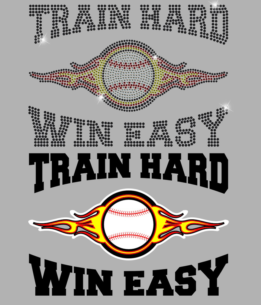 Train Hard Win Easy Flaming Baseball