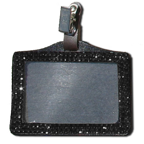 Black - Jet Black Rhinestone Badge Holder