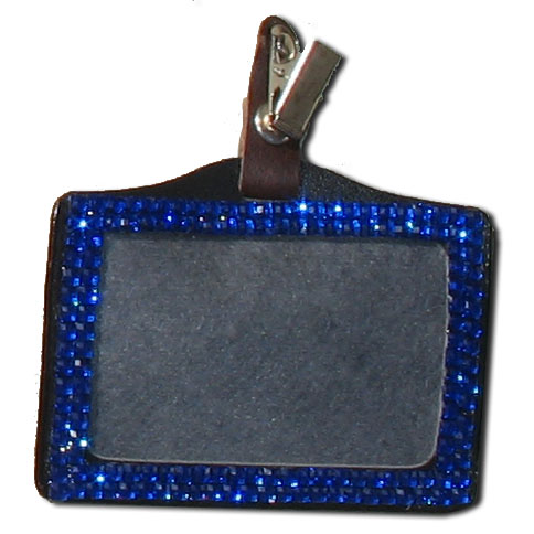 Blue - Sapphire Rhinestone Badge Holder - Click Image to Close