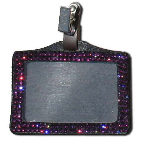 Dark Purple - Dark Amethyst Rhinestone Badge Holder