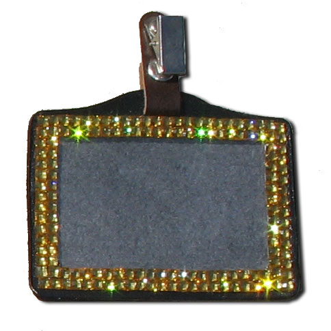 Gold - Rhinestone Badge Holder - Click Image to Close