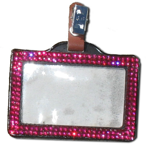 Hot Pink - Fuchsia Rhinestone Badge Holder - Click Image to Close