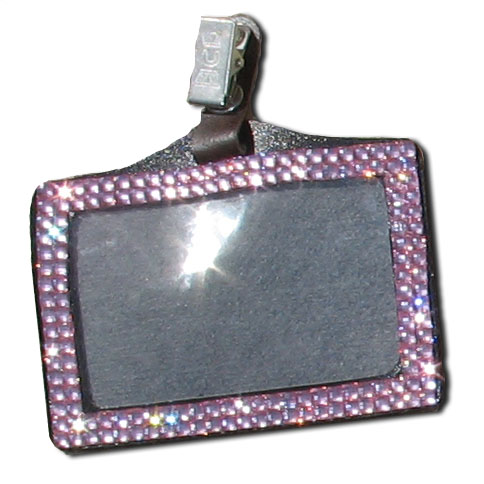 Light Pink - Light Rose Rhinestone Badge Holder - Click Image to Close