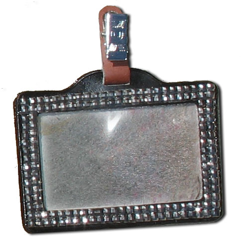 Metallic - Jet Hematite Rhinestone Badge Holder - Click Image to Close