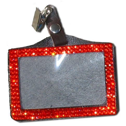 Orange Red - Hyacinth Siam Rhinestone Badge Holder