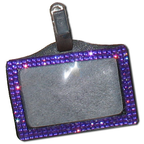 Purple - Amethyst Rhinestone Badge Holder - Click Image to Close