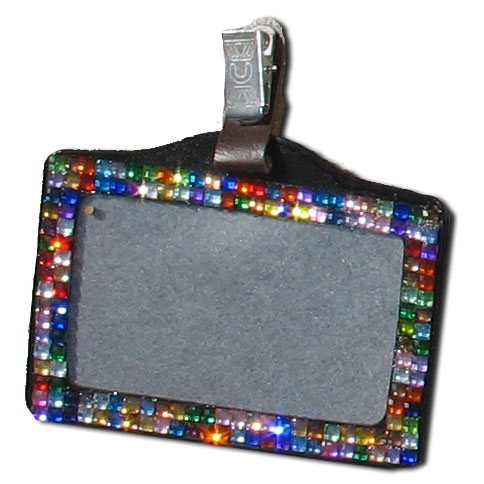 Rainbow - Multi-Color Rhinestone Badge Holder - Click Image to Close