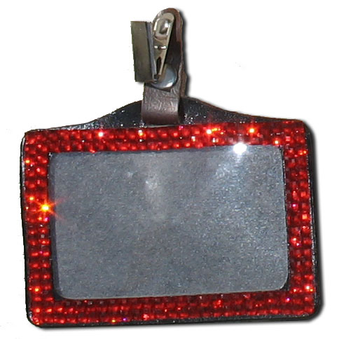 Red - Light Siam Rhinestone Badge Holder