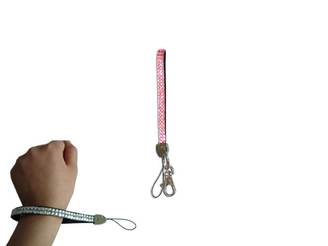 Light Pink - Light Rose Rhinestone Keychain Bracelet - Click Image to Close