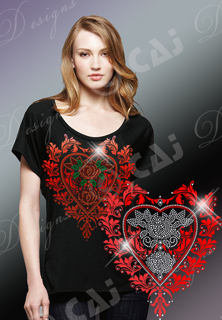 CAJ-H301 Embellished Mix Media Heart - Click Image to Close