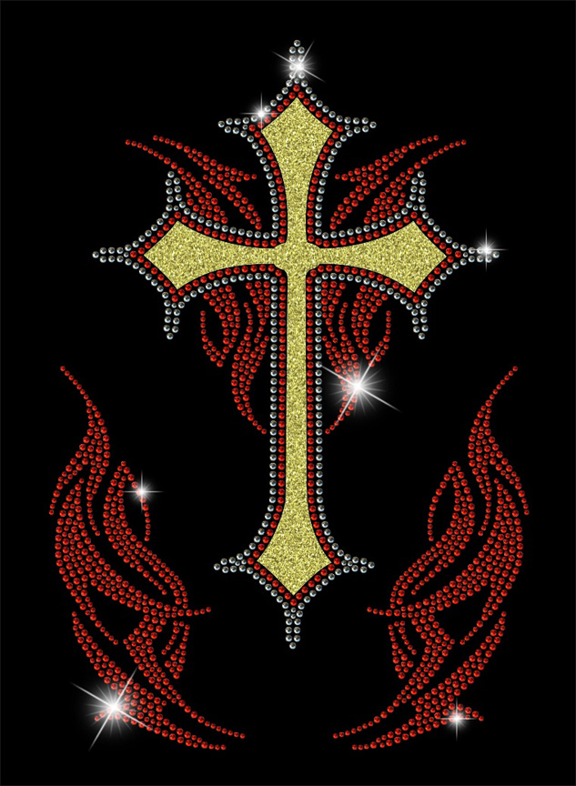 CC-CRS022 Cross 22 Flames - Click Image to Close