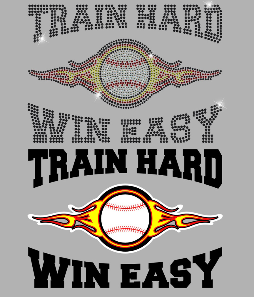 Train Hard Win Easy Flaming Baseball - Click Image to Close