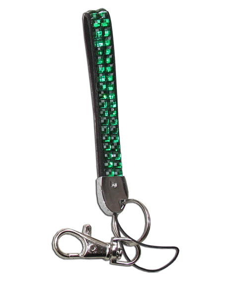 Green - Emerald Rhinestone Keychain - Click Image to Close