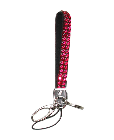 Hot Pink - Fuchsia Rhinestone Keychain - Click Image to Close