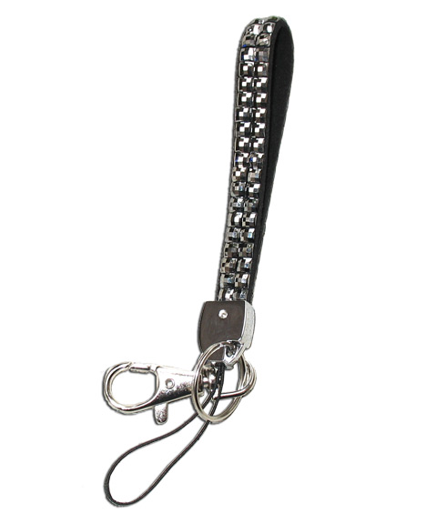 Metallic - Jet Hematite Rhinestone Keychain - Click Image to Close