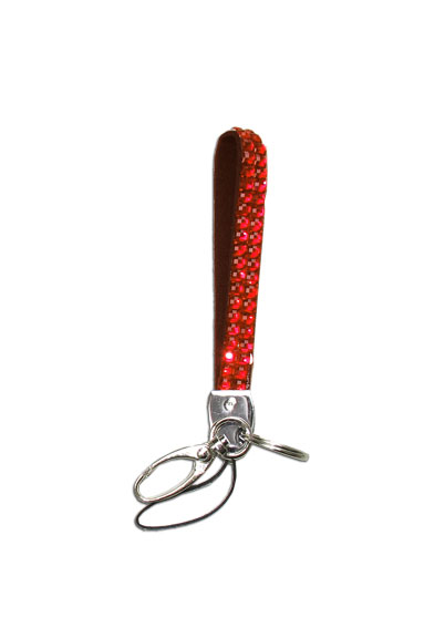 Red - Light Siam Rhinestone Keychain