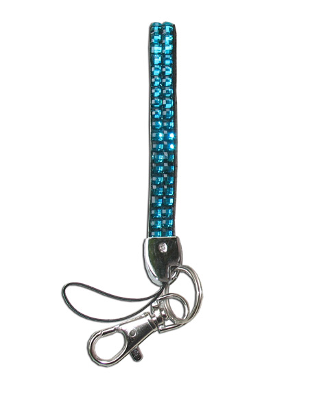 Teal - Blue Zircon Rhinestone Keychain - Click Image to Close