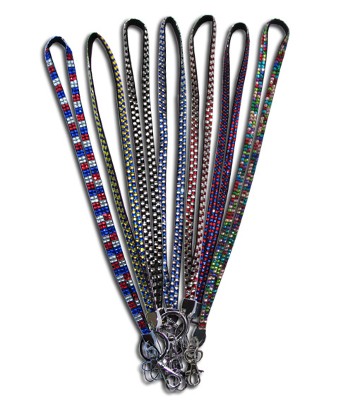 14 Checkered/Multi-Color Rhinestone Lanyards - Sample Pack