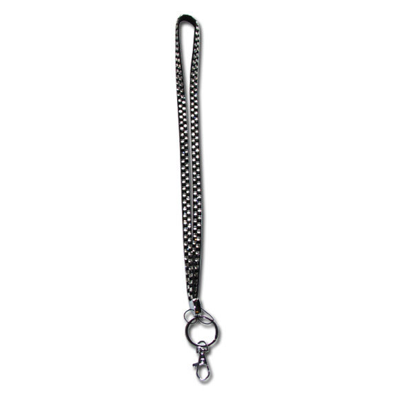 Checkered - Black & Crystal Clear Rhinestone Lanyard