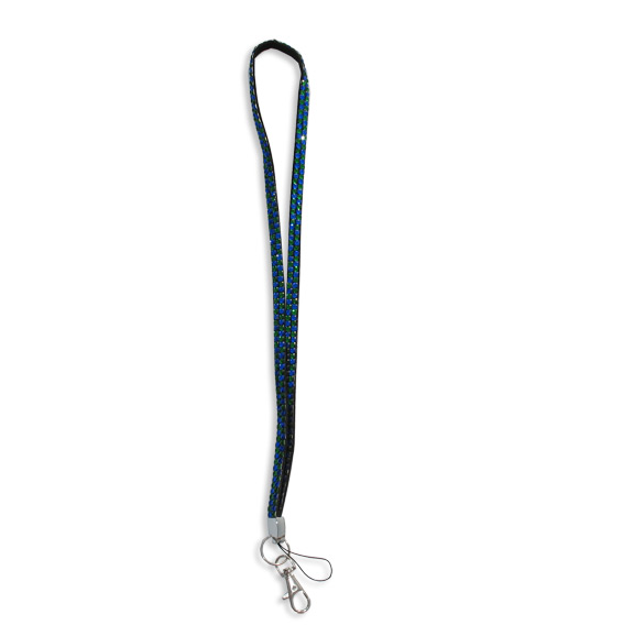 Checkered - Blue & Green Rhinestone Lanyard