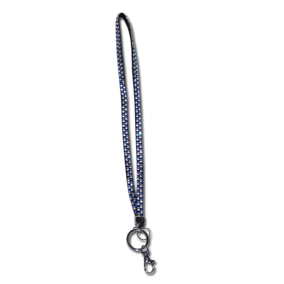 Checkered - Blue & Crystal Clear Rhinestone Lanyard