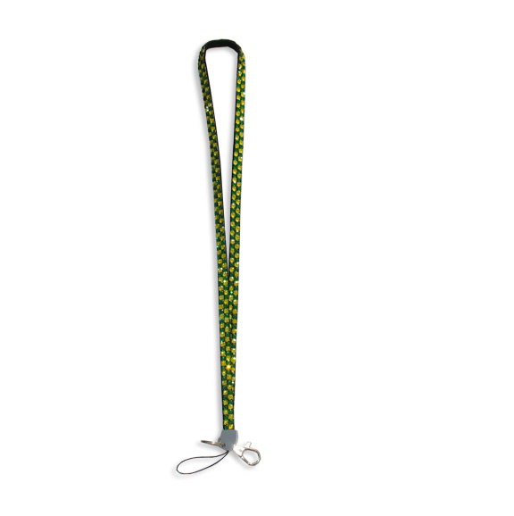 Checkered - Green & Yellow Rhinestone Lanyard