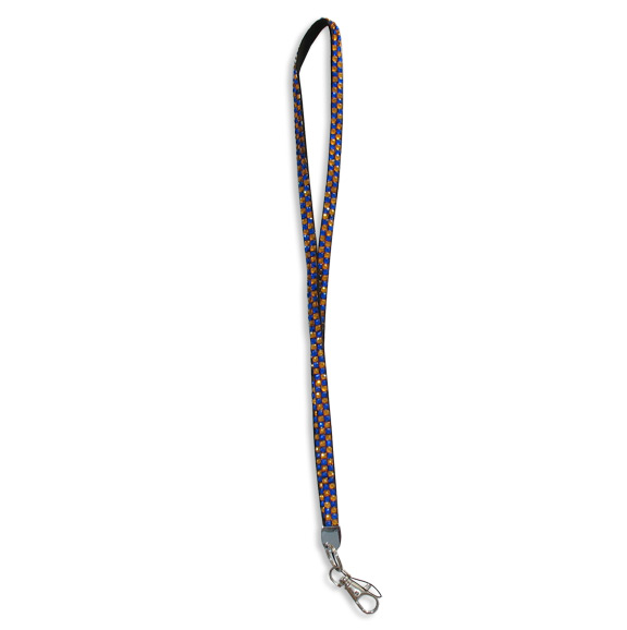 Checkered - Light Orange & Blue Rhinestone Lanyard - Click Image to Close