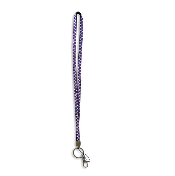 Checkered - Purple & Crystal Clear Rhinestone Lanyard