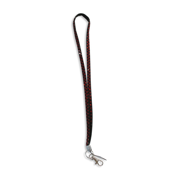 Checkered - Red and Black Rhinestone Lanyard