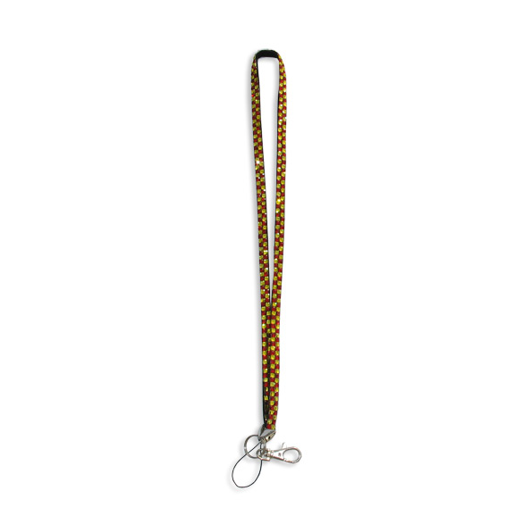 Checkered - Red and Yellow Rhinestone Lanyard