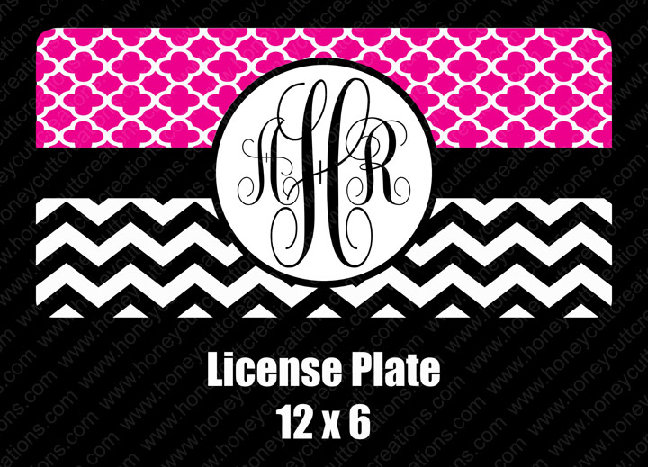 RH-License Plate Chevron Quatrefoil Vector