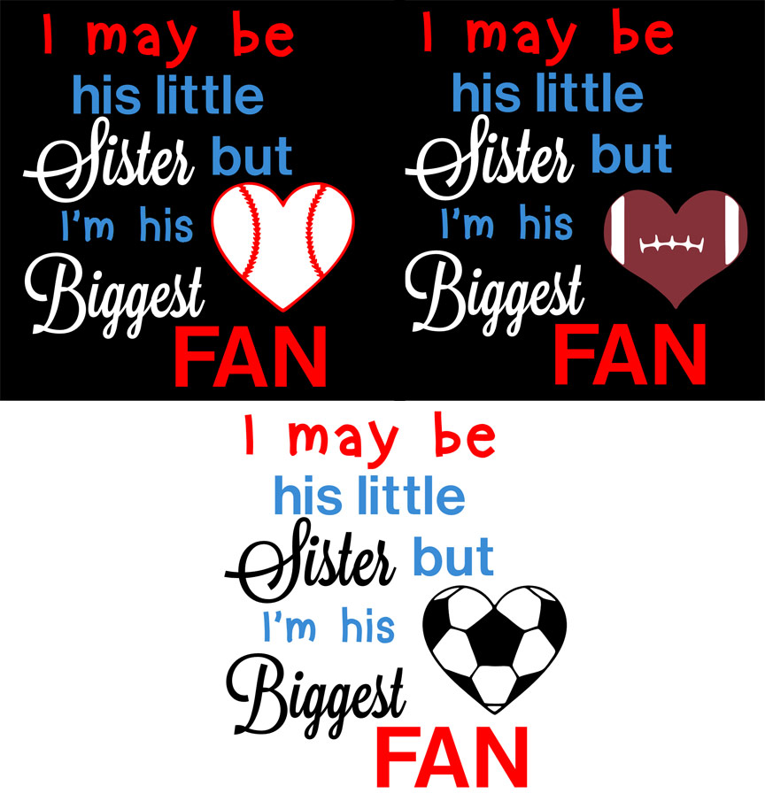 JS-Little Sister Biggest Fan Pack Soccer, Basbeball, Football