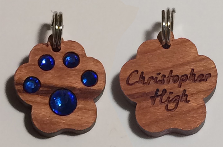 Doggie Paw Pendent Custom Stone and Text - Click Image to Close