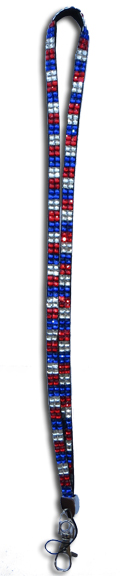 American Flag - Red, White, & Blue Rhinestone Lanyard - Click Image to Close