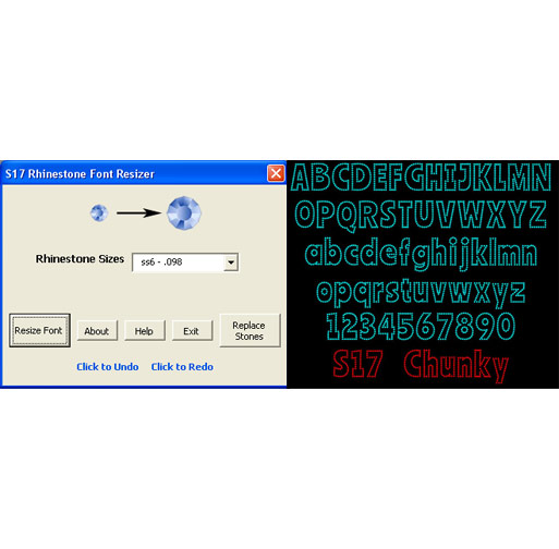 S17 Rhinestone Font Resizer Macro for CorelDraw + Font - Click Image to Close